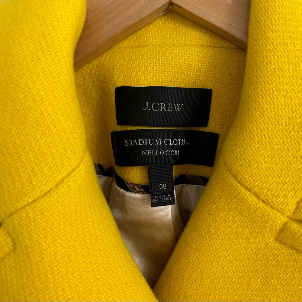 J.Crew Stadium Cloth Yellow Double Breasted Pea Coat - Picture 6 of 9